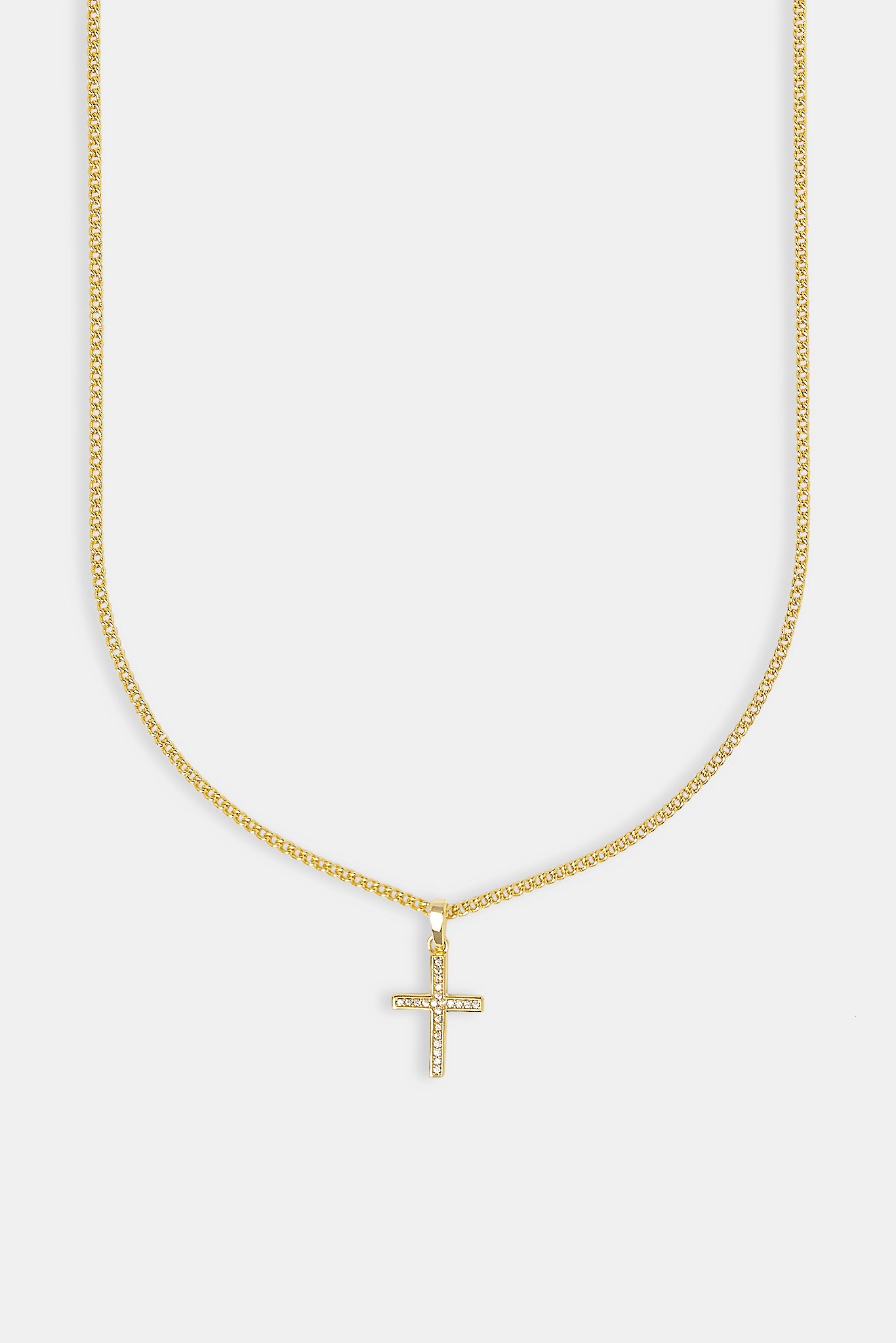 Mikro-Eiskreuz-Halskette – 15 mm – Gold